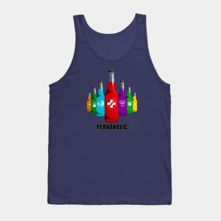 Zombie Perks in Triangle Perkaholic on Navy Blue Tank Top